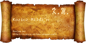 Kozicz Milán névjegykártya