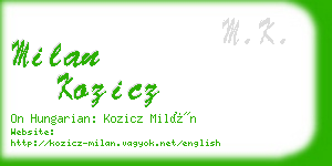 milan kozicz business card